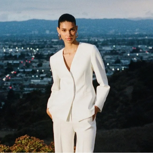 Zara NWT lapel-less tailored blazer white 2431/597